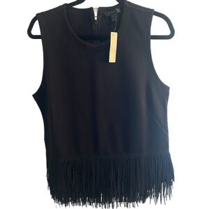 J.Crew NWT Black Sleeveless Fringe Top Size Large